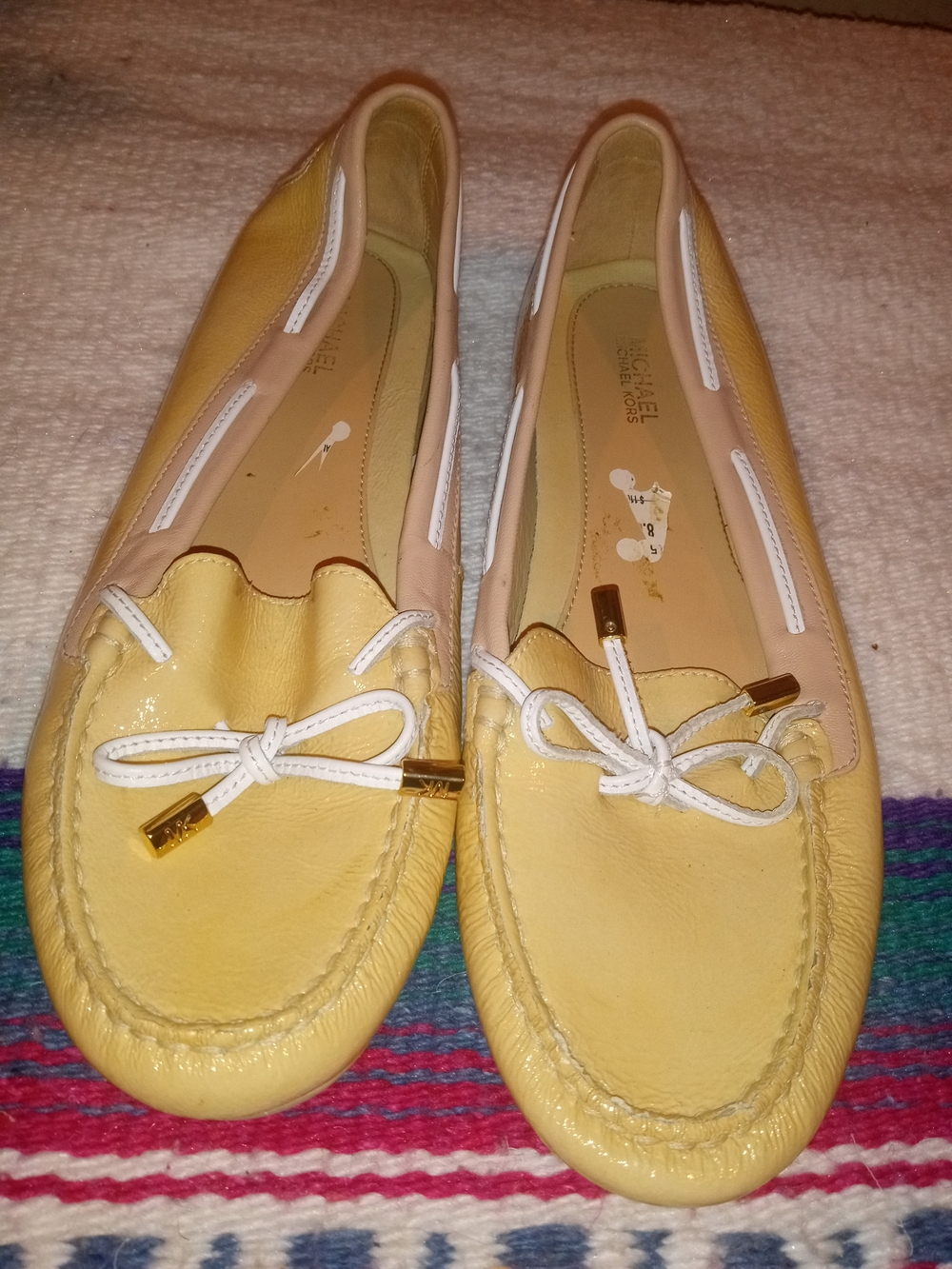 Michael Kors Tan Leather Bow-Trim Flats